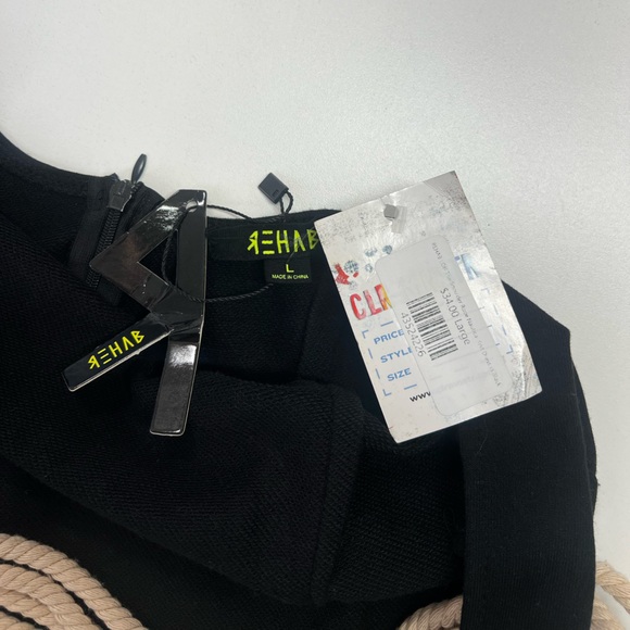 Rehab Boutique Rope Detail Backless Bodycon Dress New With Tags Size Large Black - Picture 6 of 13